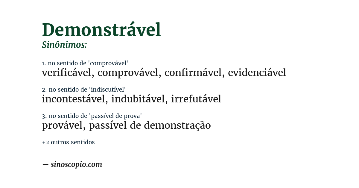 Sinônimo de demonstrável