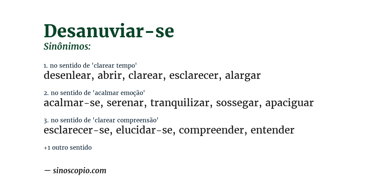 Sinônimo de desanuviar-se