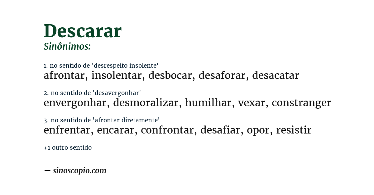 Sinônimo de descarar
