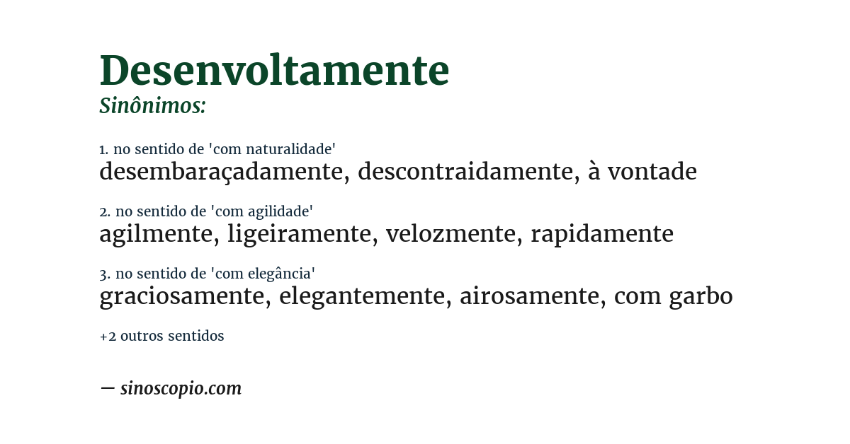 Sinônimo de desenvoltamente
