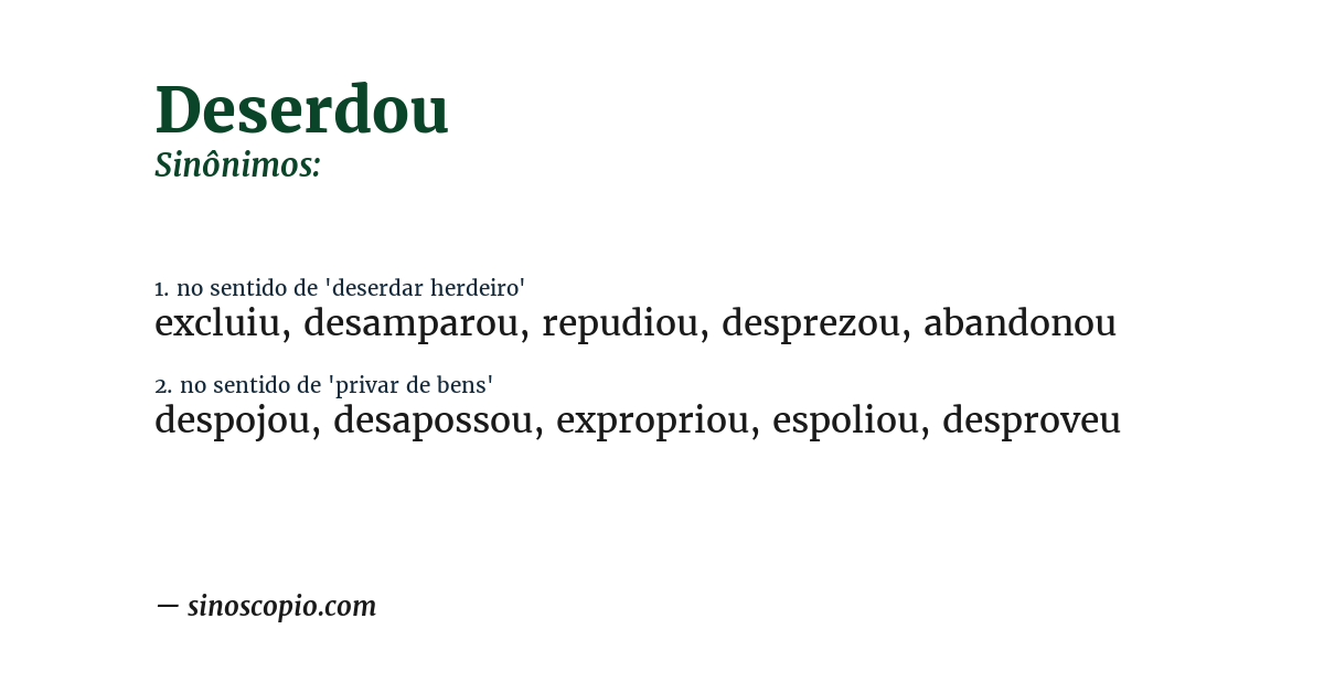 Sinônimo de deserdou