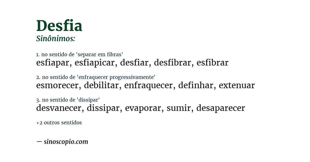 Sinônimo de desfia