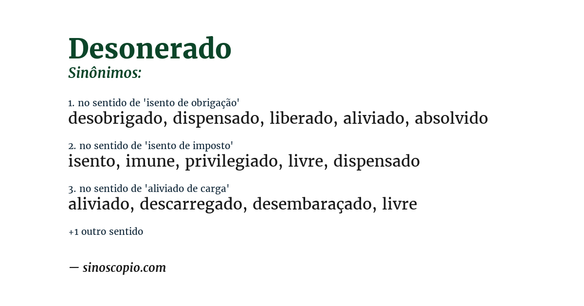Sinônimo de desonerado
