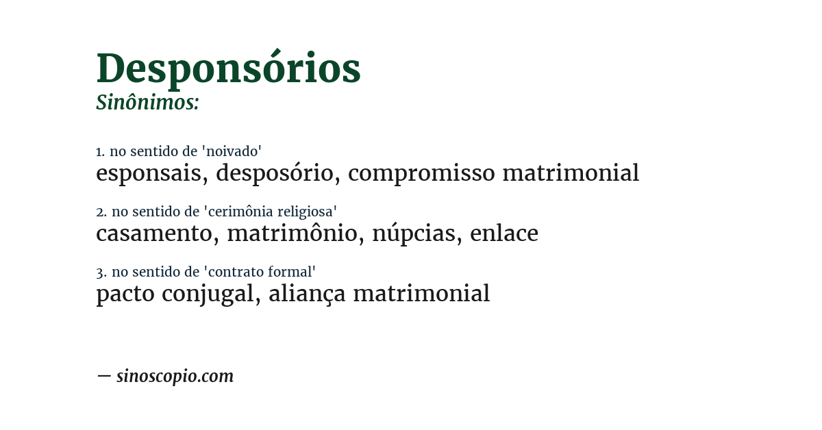Sinônimo de desponsórios