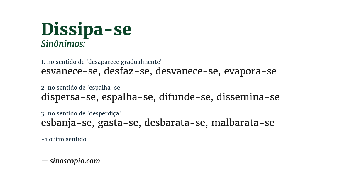 Sinônimo de dissipa-se