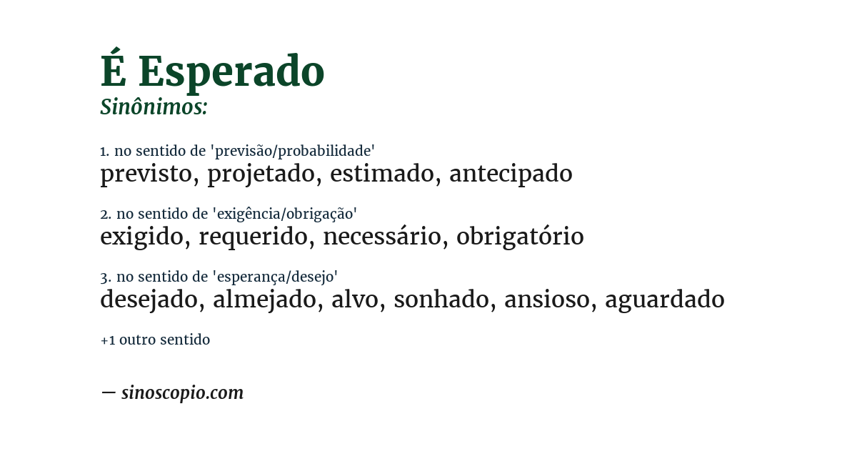Sinônimo de é esperado
