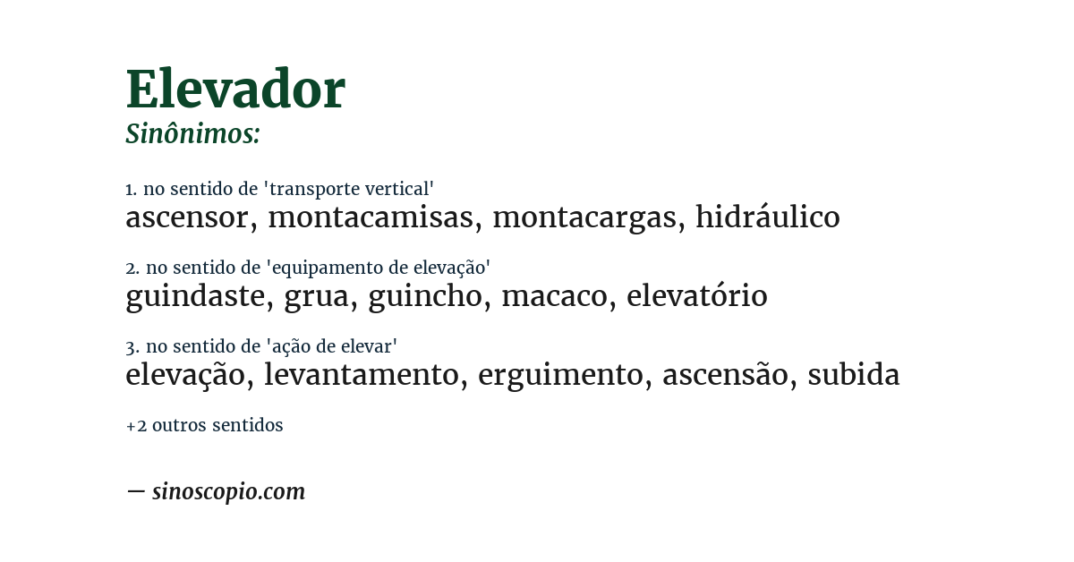 Sinônimo de elevador