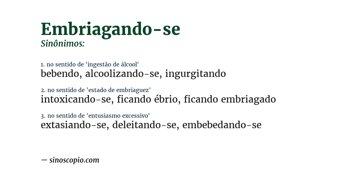 Sinônimo de embriagando-se