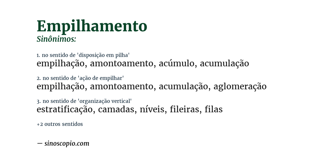 Sinônimo de empilhamento