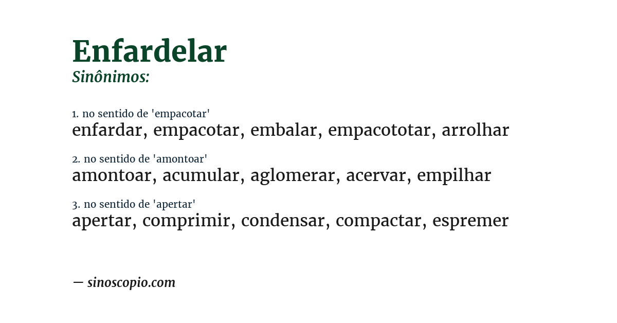 Sinônimo de enfardelar