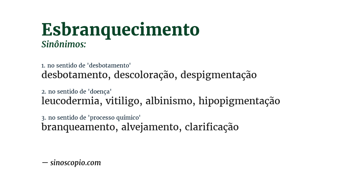 Sinônimo de esbranquecimento