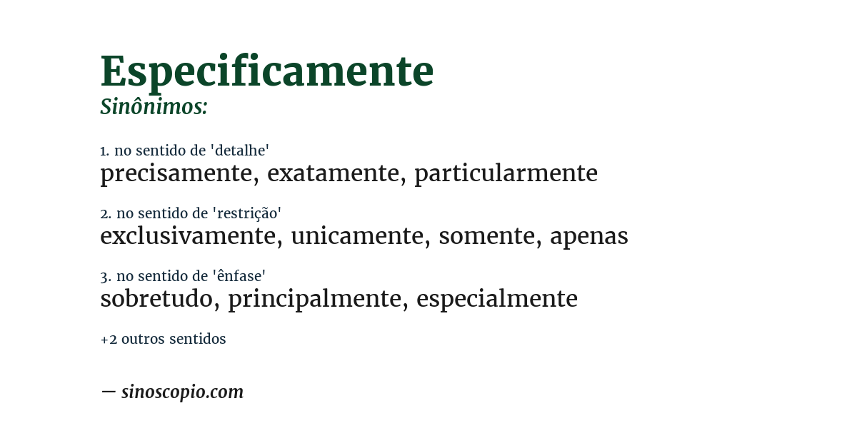 Sinônimo de especificamente
