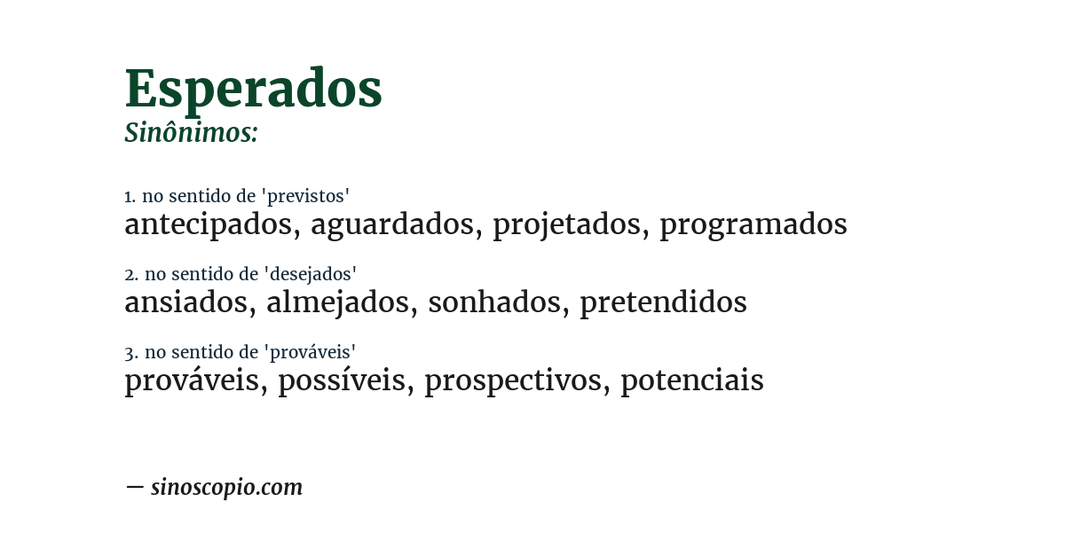 Sinônimo de esperados