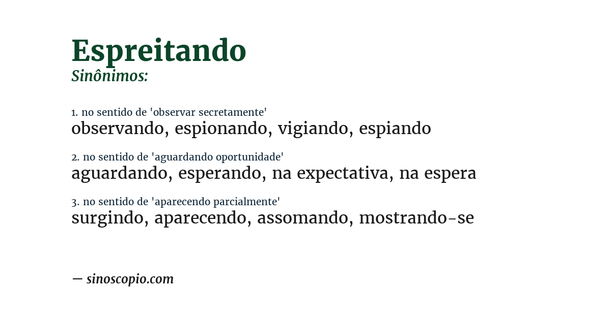 Sinônimo de espreitando
