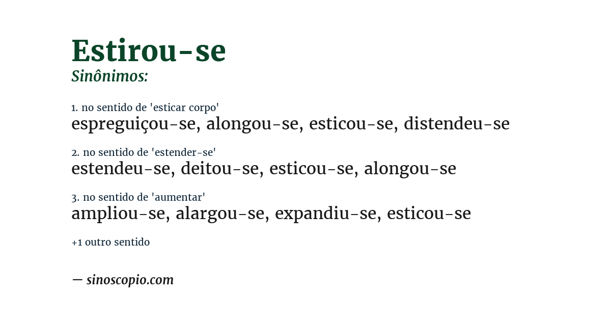 Sinônimo de estirou-se