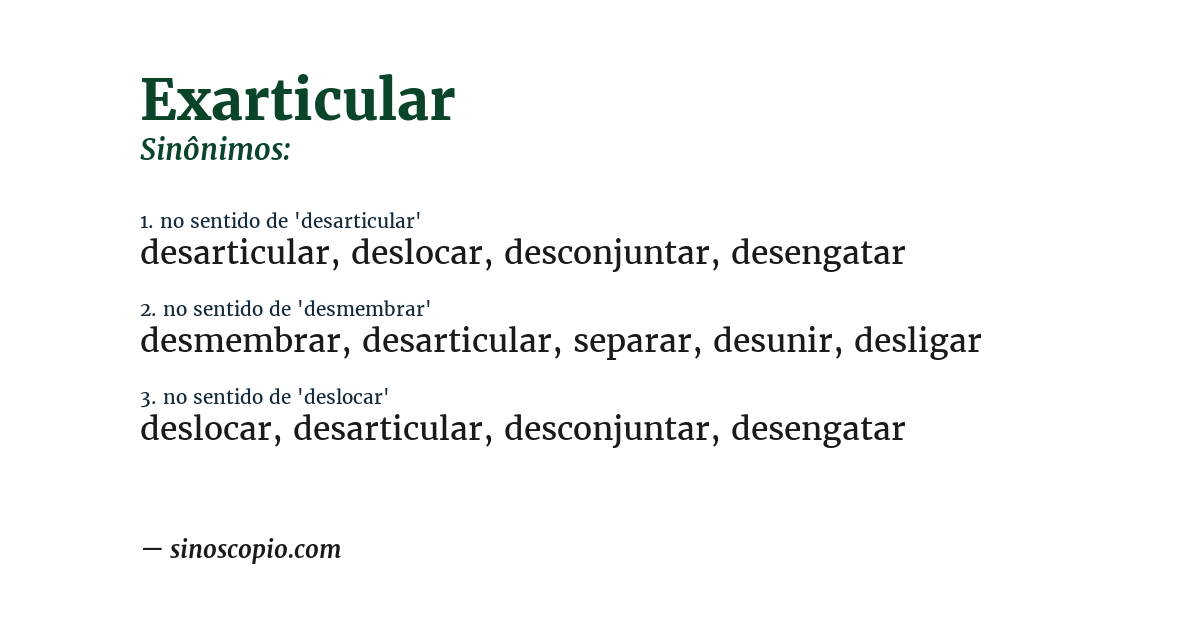 Sinônimo de exarticular