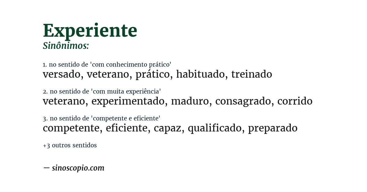 Sinônimo de experiente