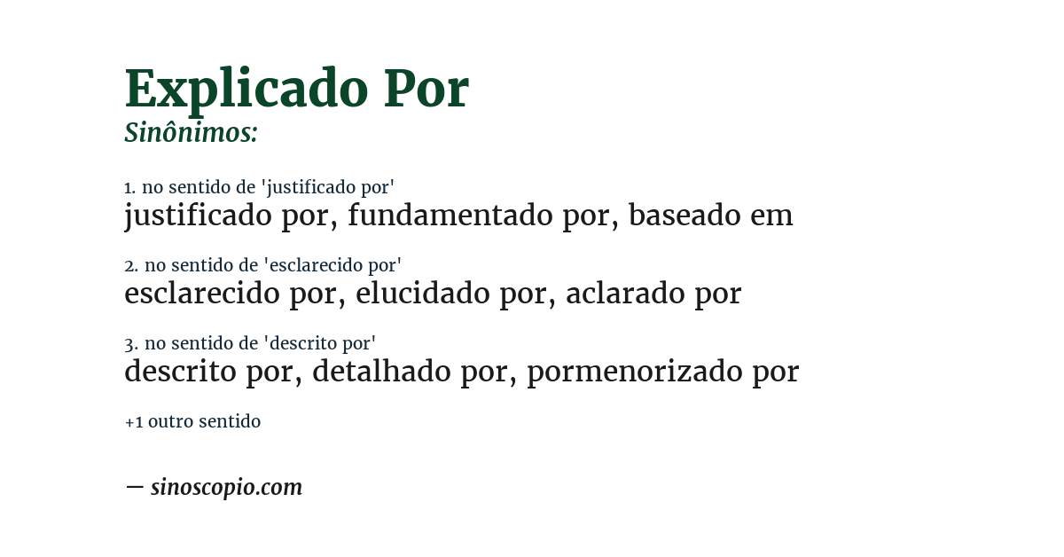 Sinônimo de explicado por