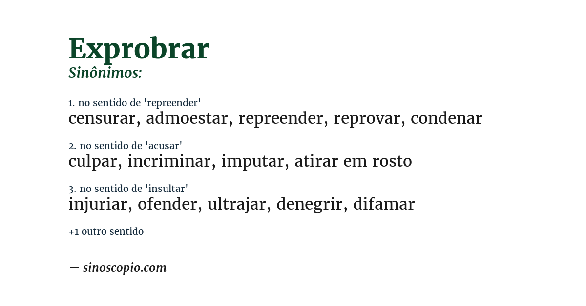 Sinônimo de exprobrar