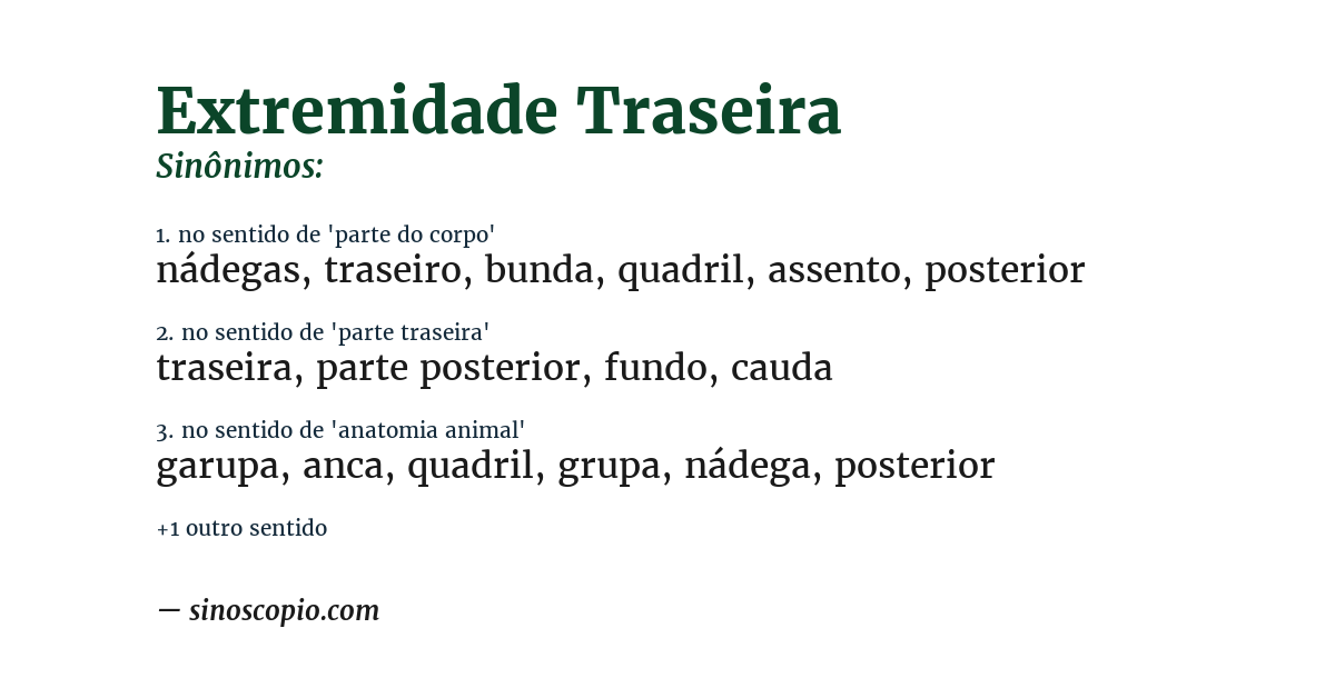 Sinônimo de extremidade traseira