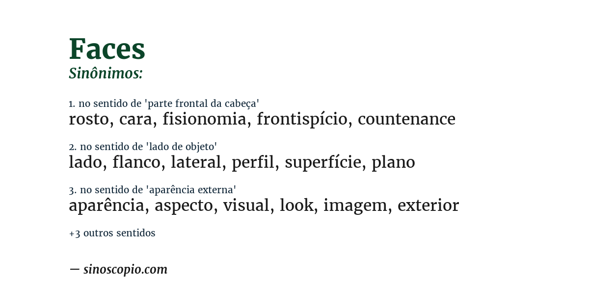 Sinônimo de faces
