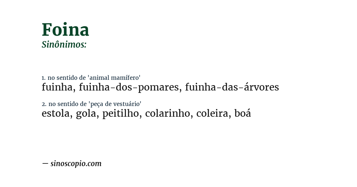 Sinônimo de foina