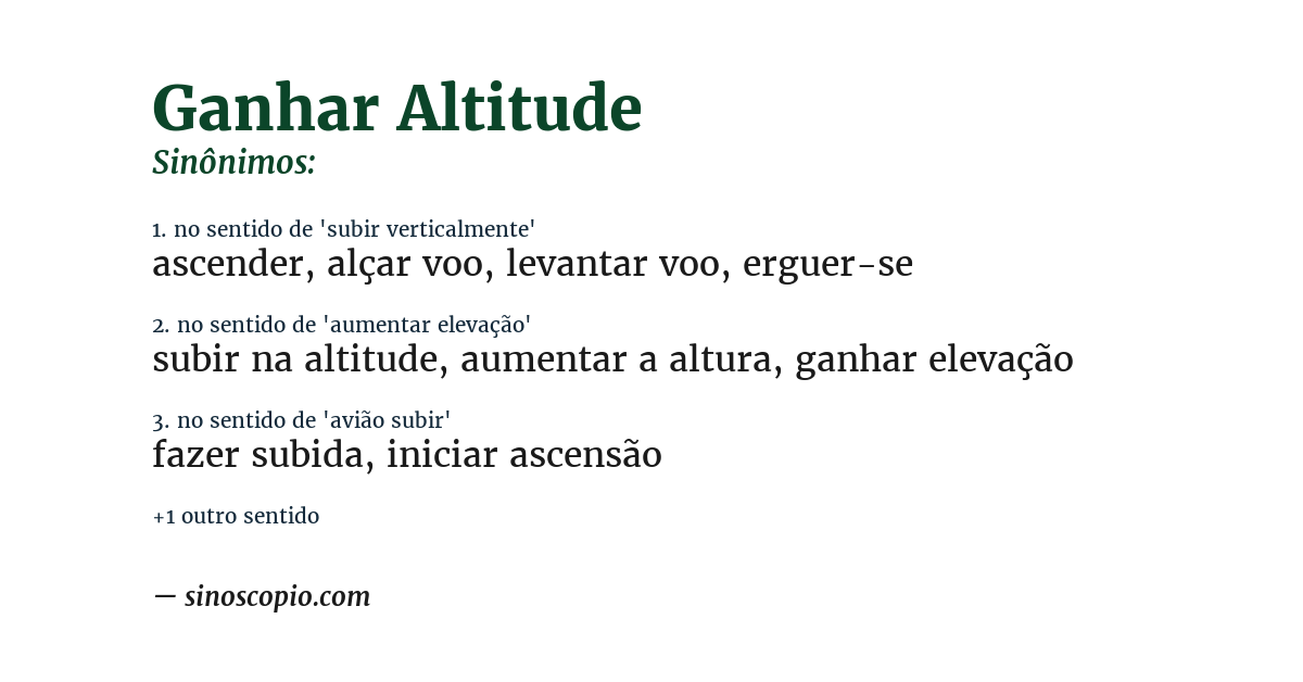 Sinônimo de ganhar altitude