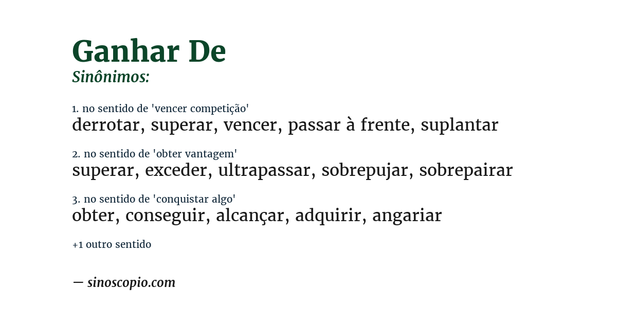 Sinônimo de ganhar de