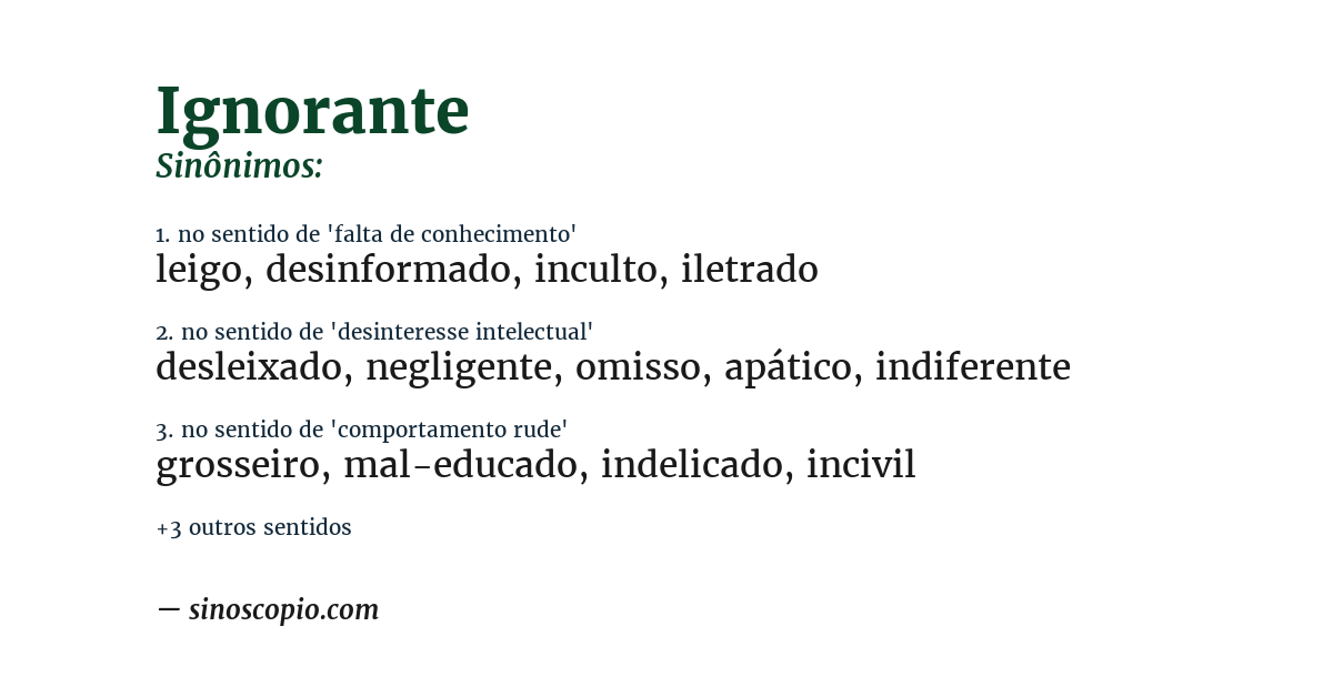 Sinônimo de ignorante