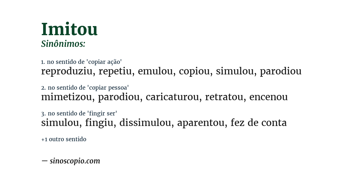 Sinônimo de imitou