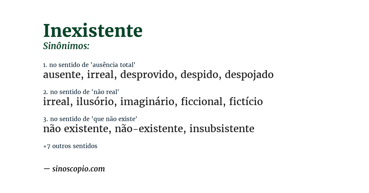 Sinônimo de inexistente
