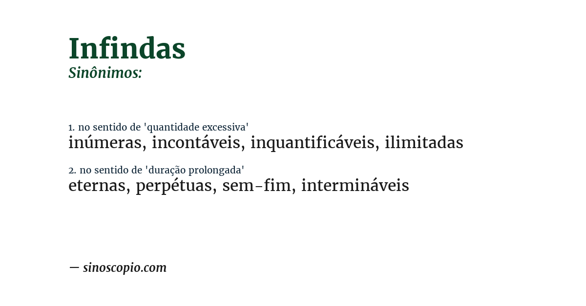 Sinônimo de infindas
