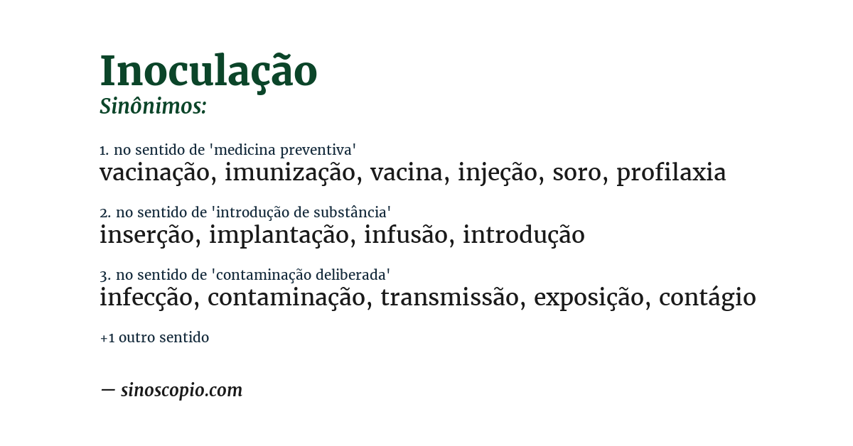 Sinônimo de inoculação