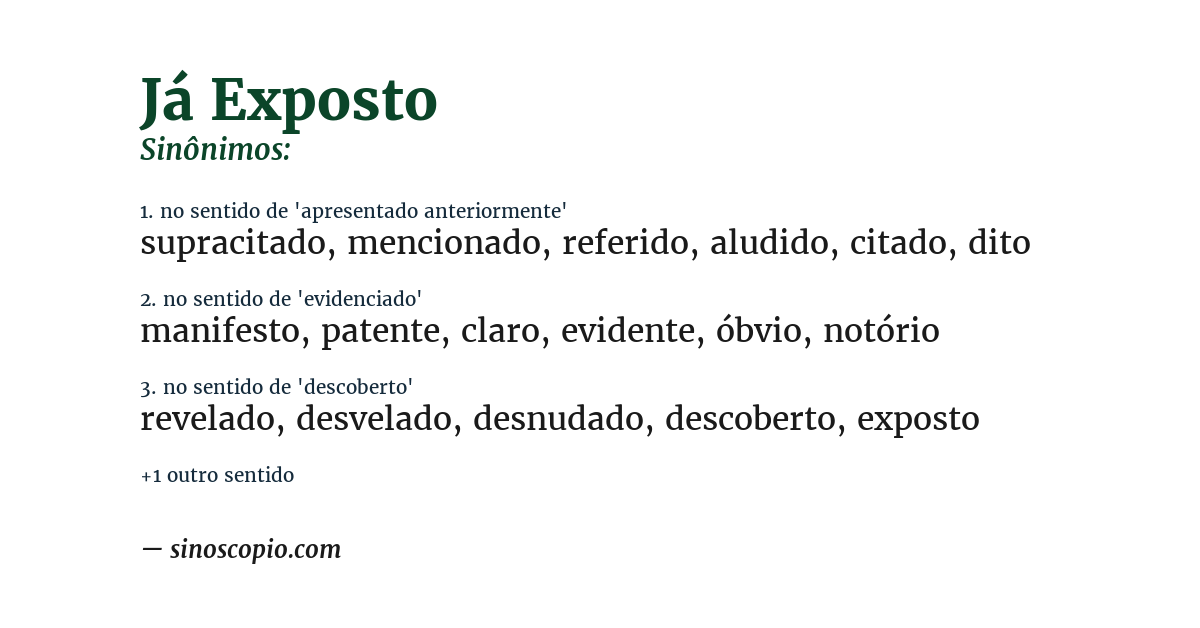 Sinônimo de já exposto