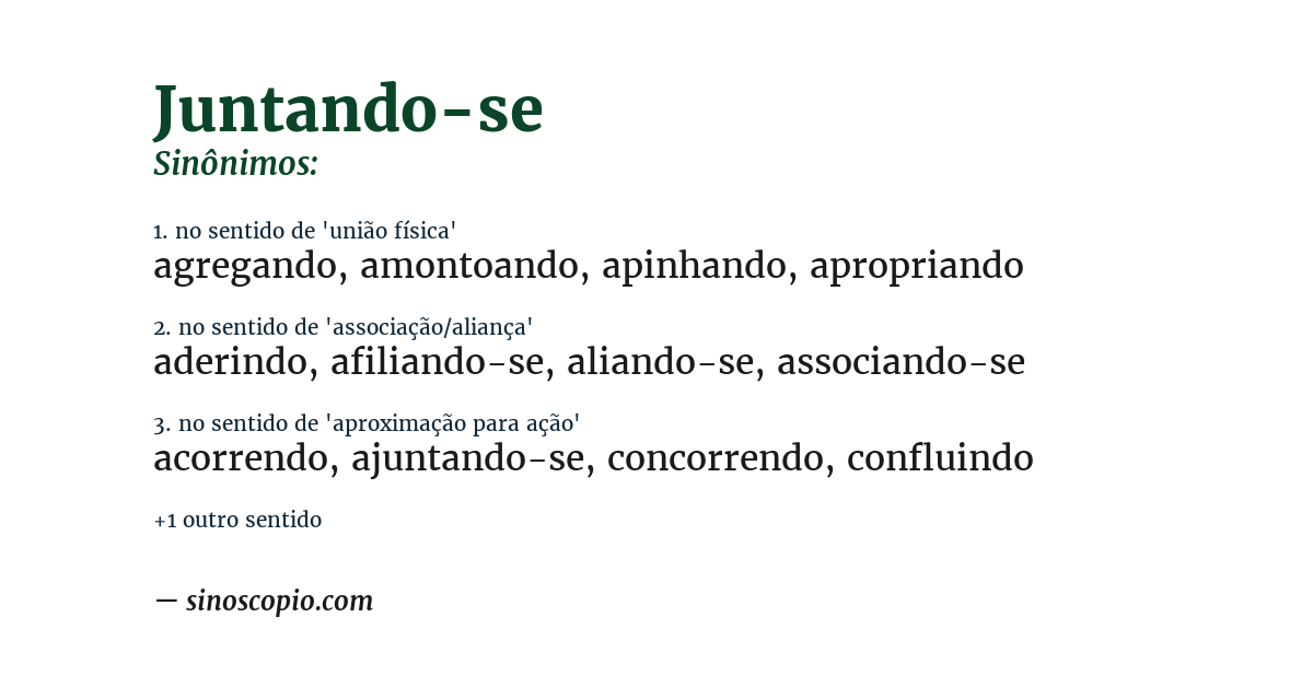 Sinônimo de juntando-se