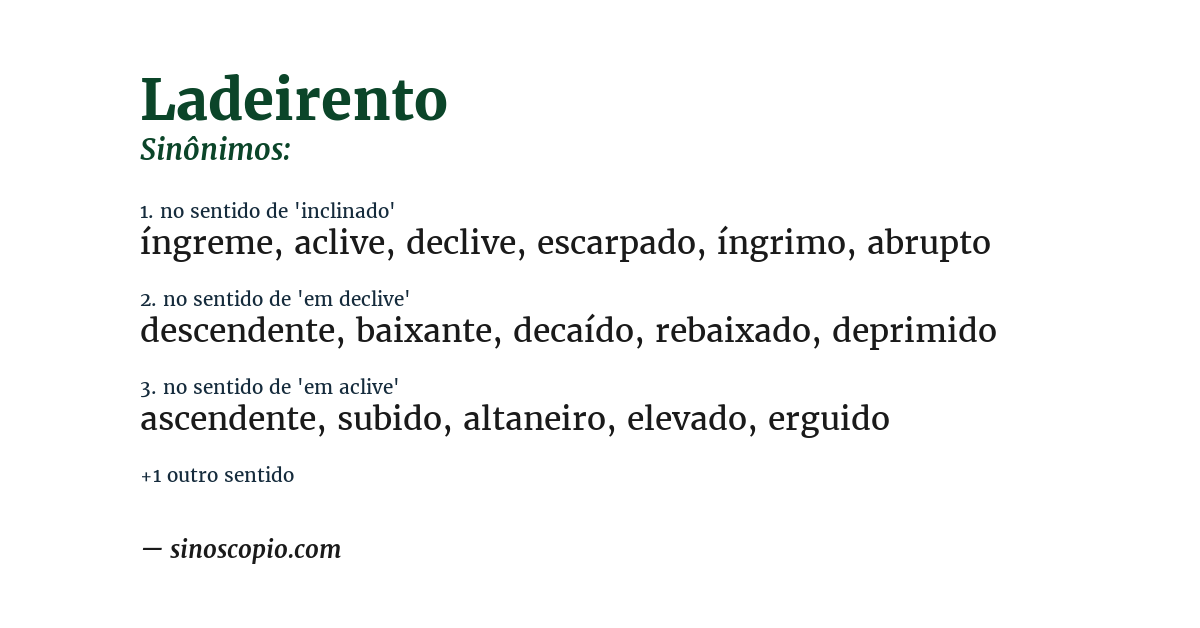 Sinônimo de ladeirento