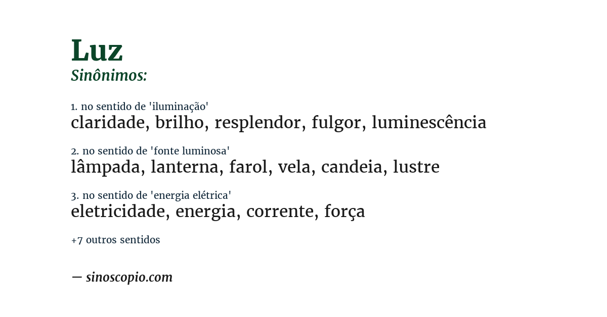 Sinônimo de luz