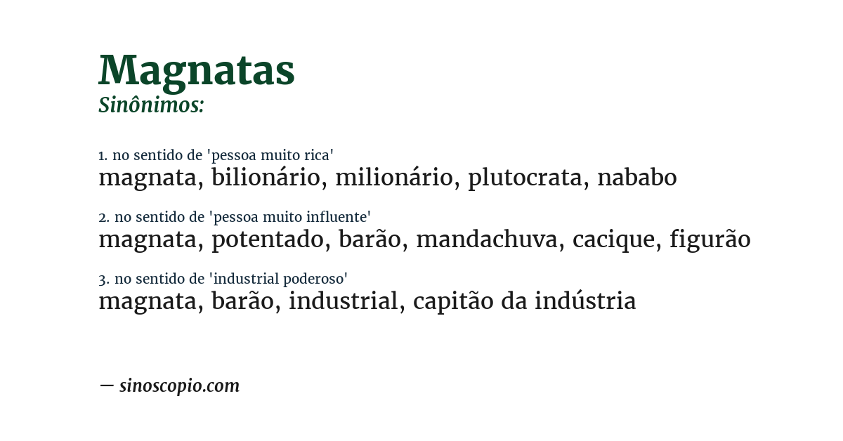 Sinônimo de magnatas