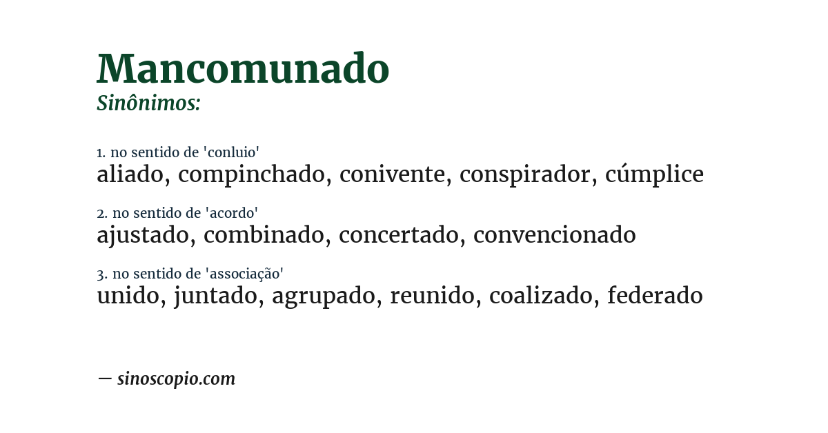 Sinônimo de mancomunado