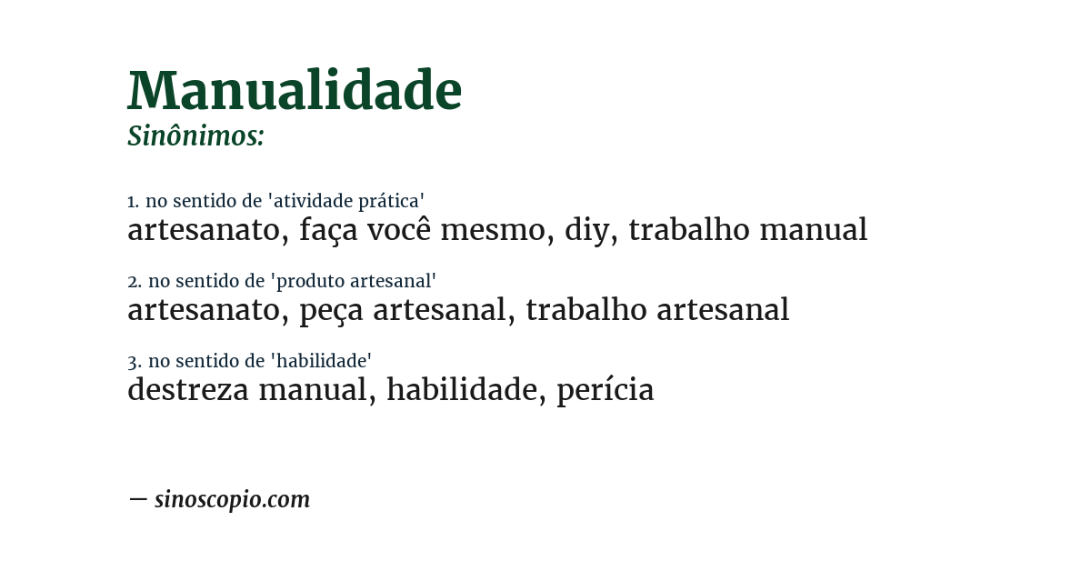 Sinônimo de manualidade