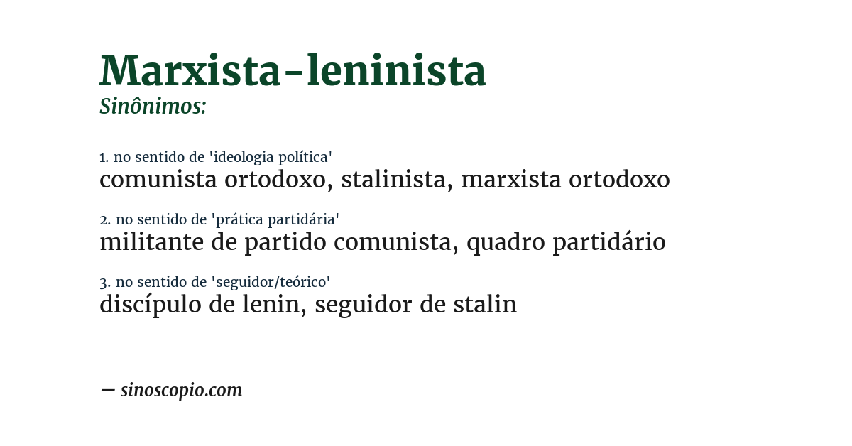 Sinônimo de marxista-leninista