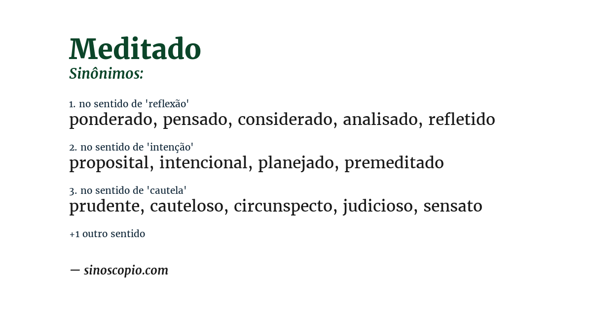 Sinônimo de meditado