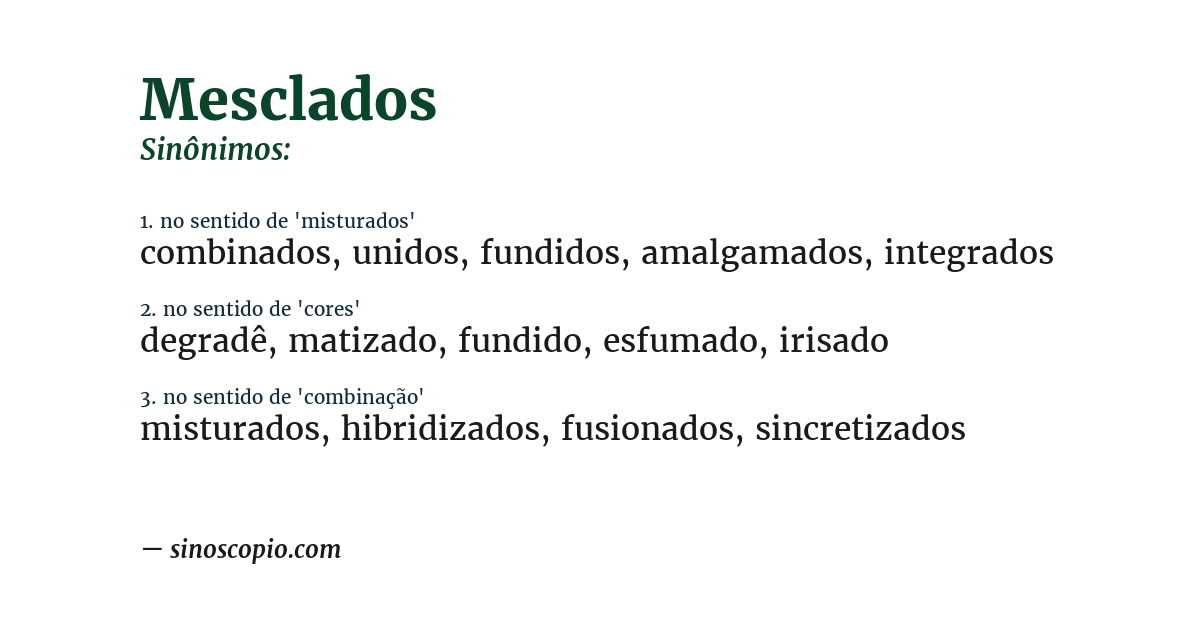 Sinônimo de mesclados