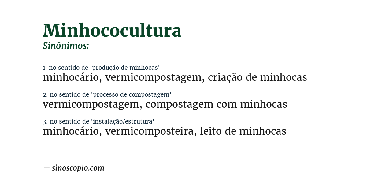 Sinônimo de minhococultura