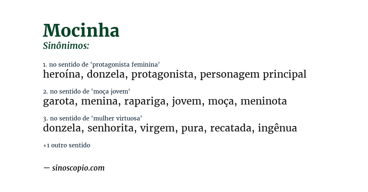 Sinônimo de mocinha