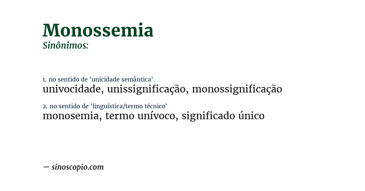 Sinônimo de monossemia