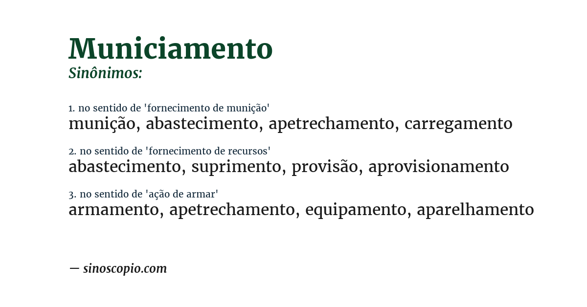 Sinônimo de municiamento