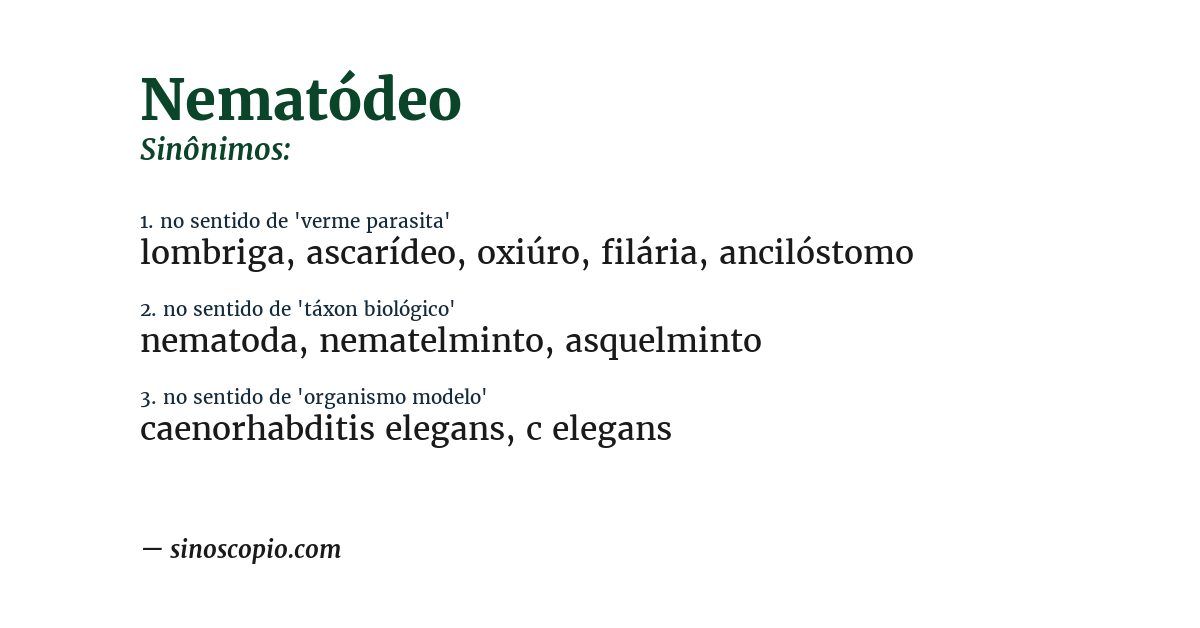 Sinônimo de nematódeo