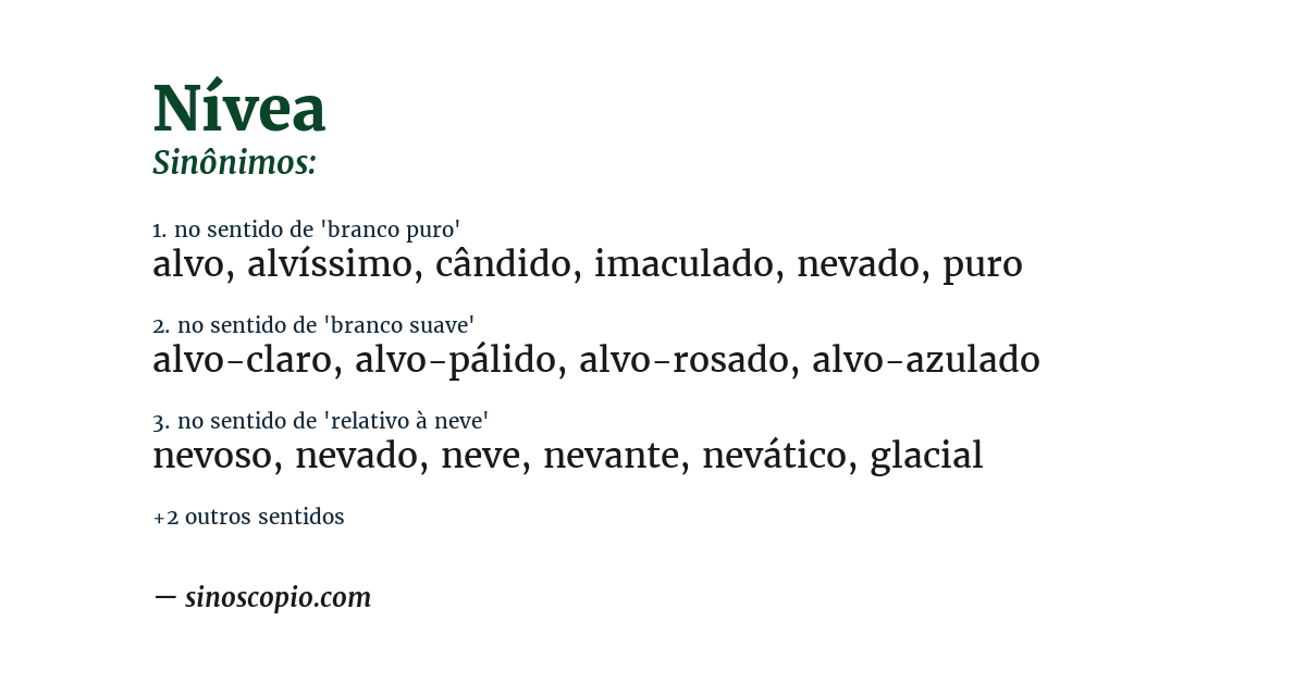 Sinônimo de nívea