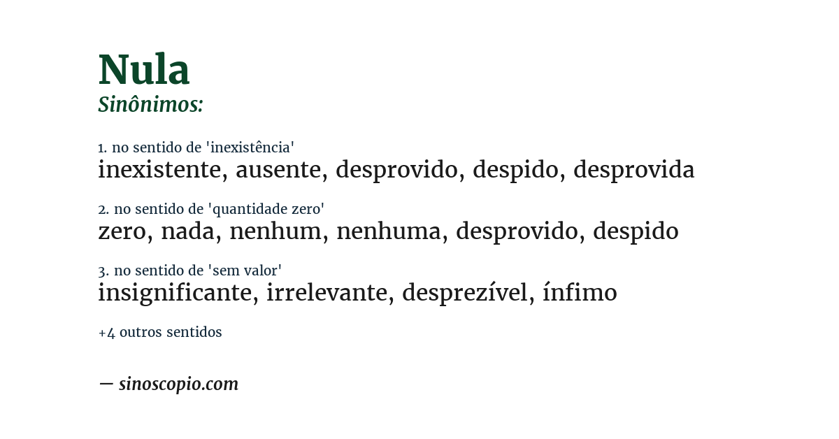 Sinônimo de nula